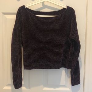 XS-M Cropped Purple Velvet Fleece Sweater